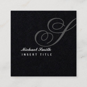 Attic Watermark Black Personalised Monogram Square Business Card