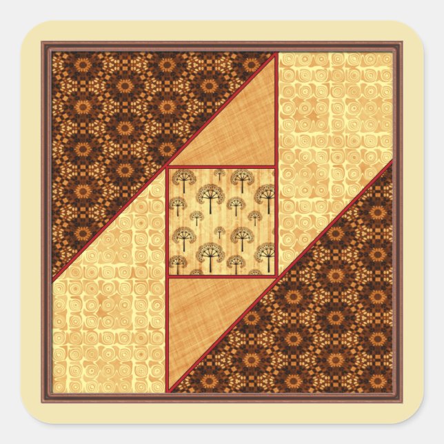 Attic Window in Rust & Gold Square Sticker (Front)