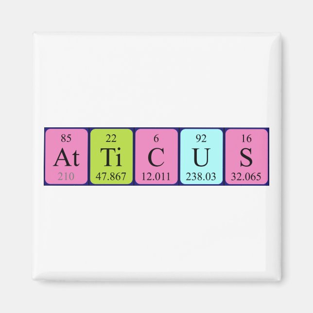 Atticus periodic table name magnet (Front)