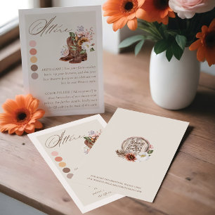 Attire Dress Code Floral Western Boots Wedding Enclosure Card
