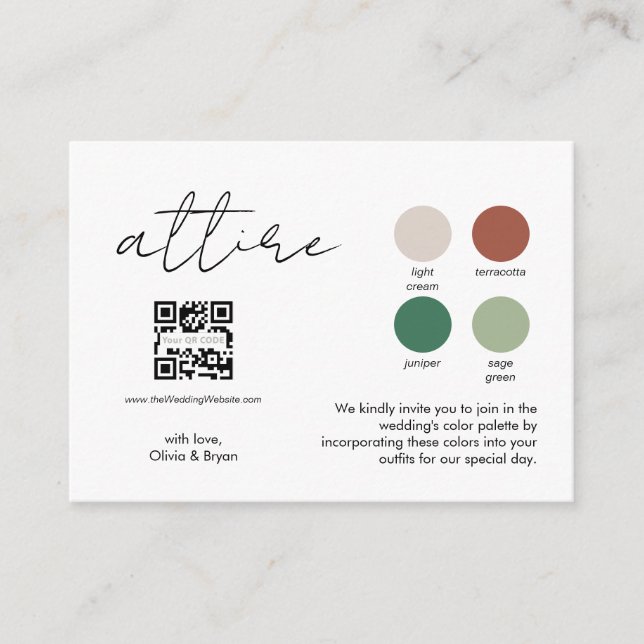 Attire Palette | QR code vertical Enclosure Card (Front)