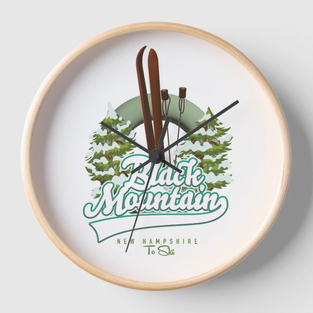 Attitash mountain new hampshire ski logo button cl clock (Front)