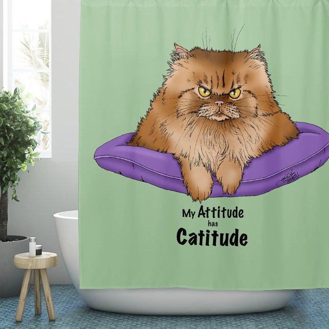Attitude has Catitude Shower Curtain (Creator Uploaded)