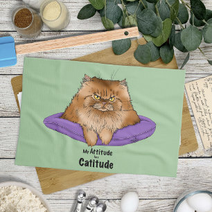 Attitude has Catitude Tea Towel