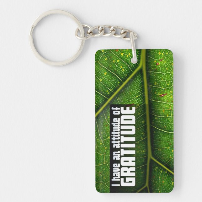 "Attitude of gratitude" Motivation Affirmation Key Ring (Front)