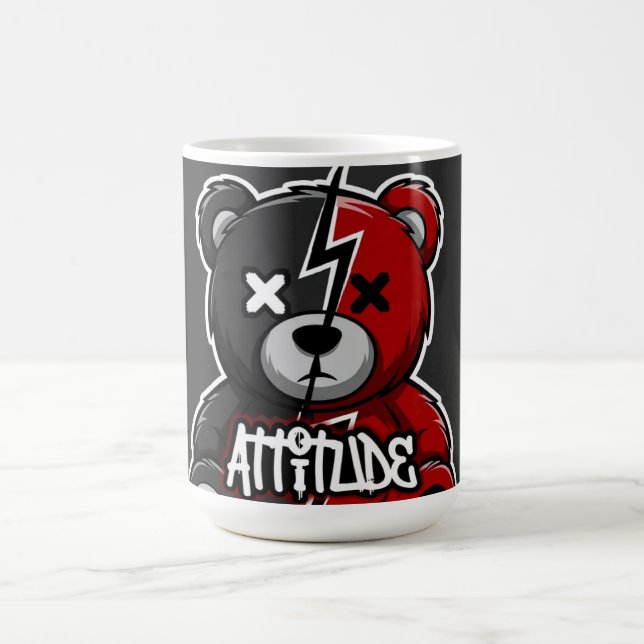 Attitude Split Bear | Lightning X-Eyes Teddy Graph Coffee Mug (Center)