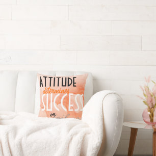Attitude...Success Orange Heart Background Cushion