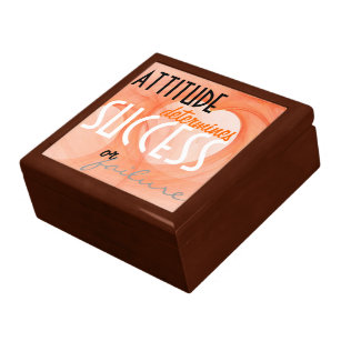 Attitude...Success Orange Heart Background Gift Box