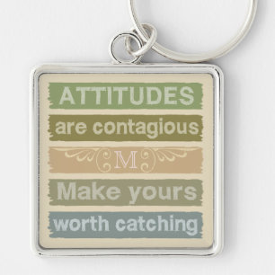 ATTITUDES custom monogram motivational key chains