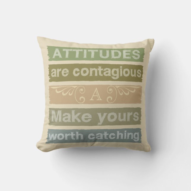 ATTITUDES custom monogram motivational pillow (Front)