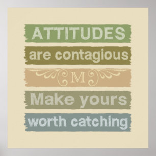 ATTITUDES custom monogram motivational poster