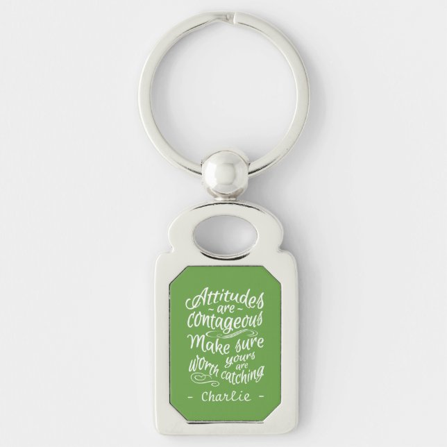 ATTITUDES custom name & colour key chain (Front)