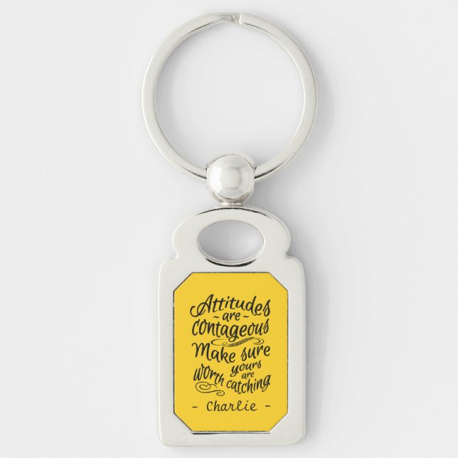 ATTITUDES custom name & colour key chain (Front)