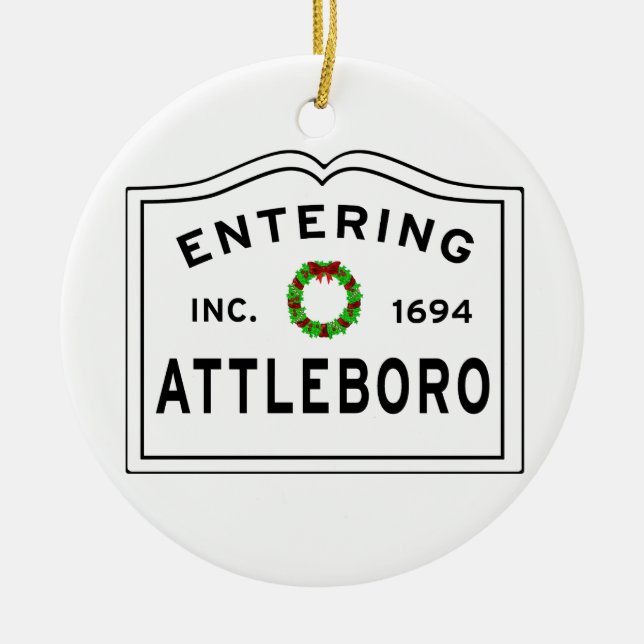 Attleboro, MA Ceramic Ornament (Front)