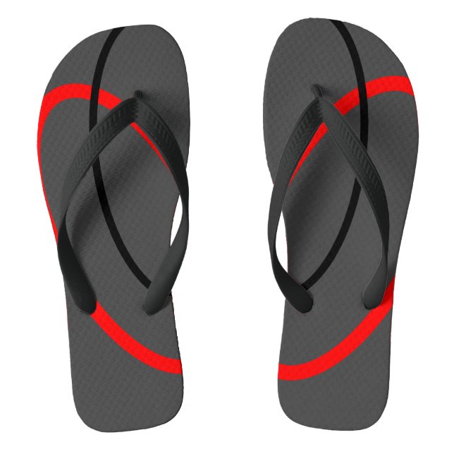 Attoni Dark Grey Red and Black Ellipticals Flip Flops (Footbed)