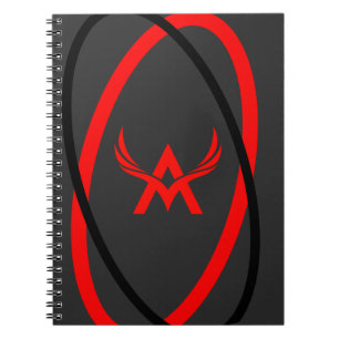 Attoni Dark Grey Red and Black Ellipticals Logo Notebook