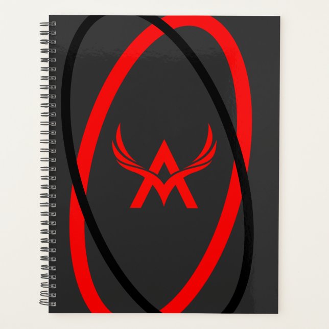 Attoni Dark Grey Red and Black Ellipticals Logo Planner (Front)