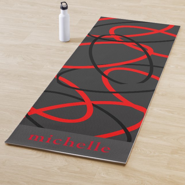 Attoni Namaste Reversible Red Black Elliptical Yoga Mat (In Situ)