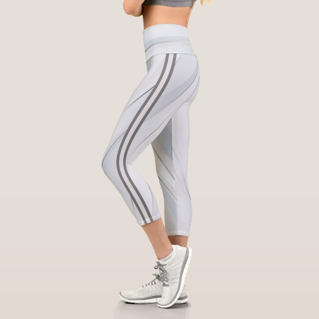 Attoni Silver Geometric Pattern Capri Leggings (Left)