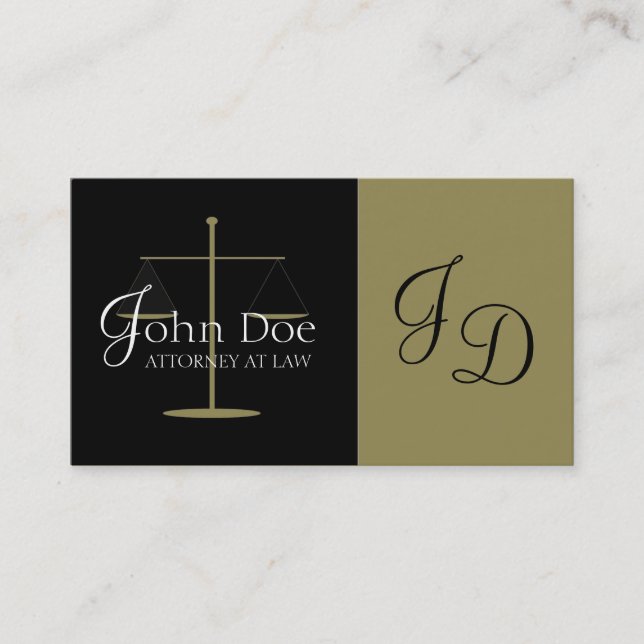 Attorney Antique Gold Monogram Business Card (Front)