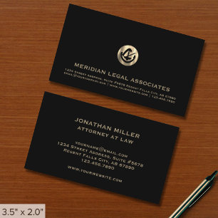 Attorney at Law Black and Gold Business Card