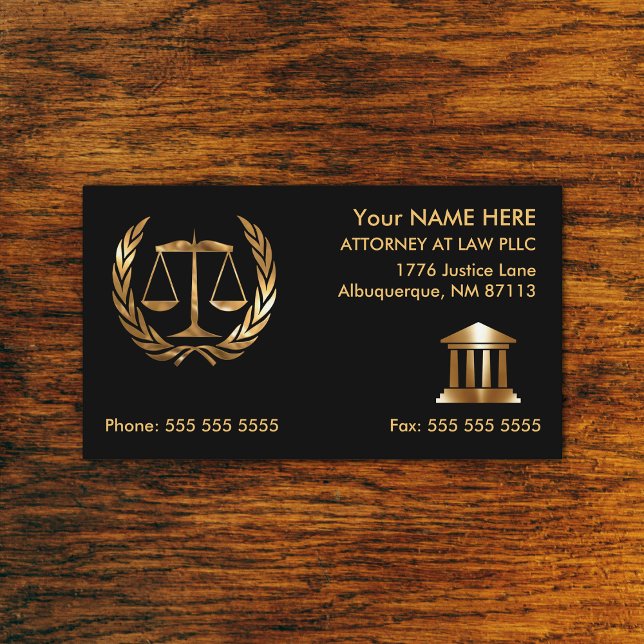 Attorney at Law Black and Gold Business Card (ATTORNEY BUSINESS CARDS)