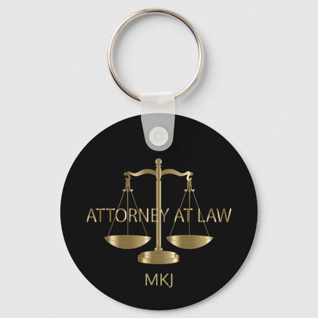 Attorney at Law - Black and Gold Key Ring (Front)