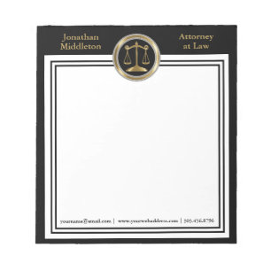 Attorney at Law - Black and Gold Notepad
