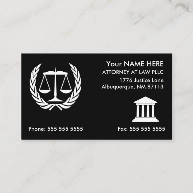 Attorney at Law Black and White Business Card (Front)