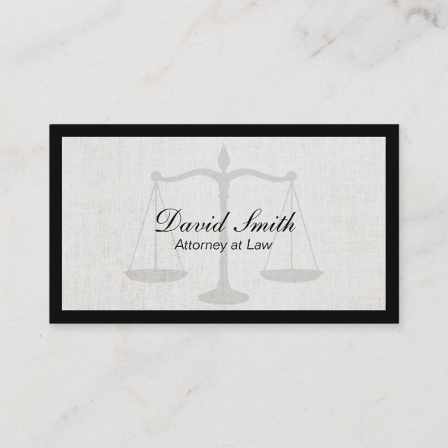 Attorney at Law Black Border Linen Background Business Card (Front)