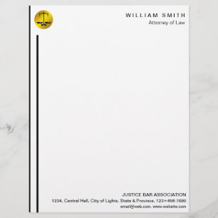 Attorney At Law Black Gold Scale Lawyer Justice Custom Letterhead