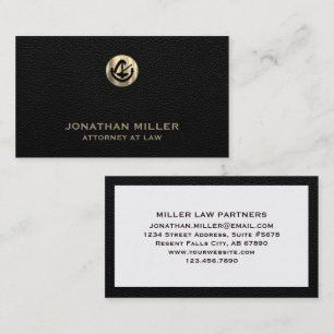 Attorney at Law Black Leather Print Business Card