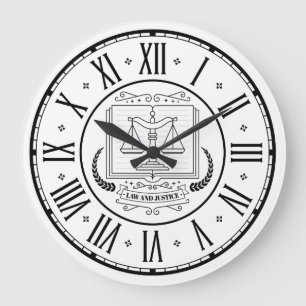 ATTORNEY AT LAW   Black White Large Clock