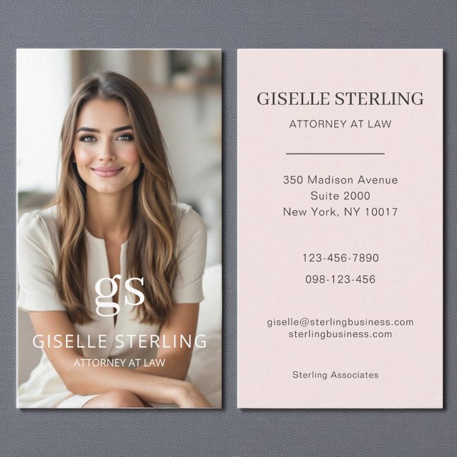 Attorney at Law Blush Pink Photo Professional Business Card (Creator Uploaded)