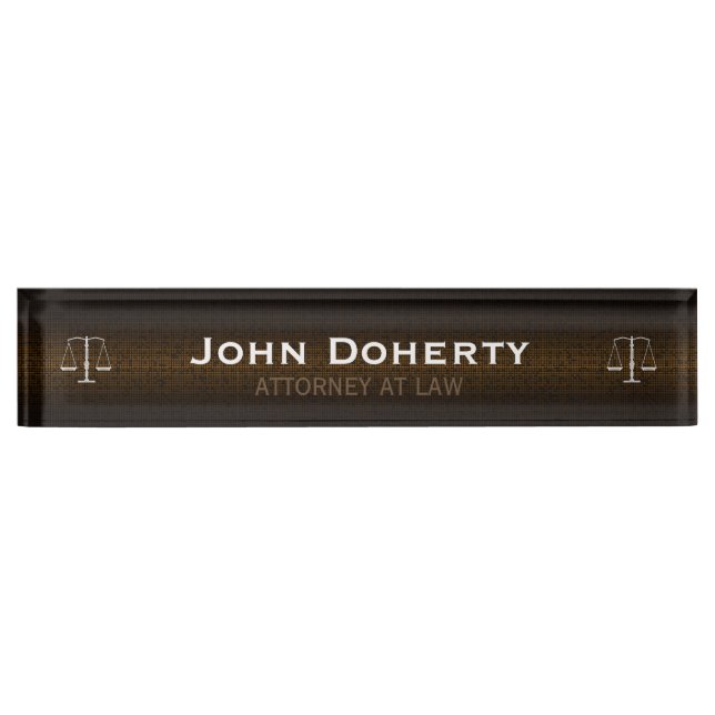 ATTORNEY AT LAW brown perfect Desk Name Plate (Front)