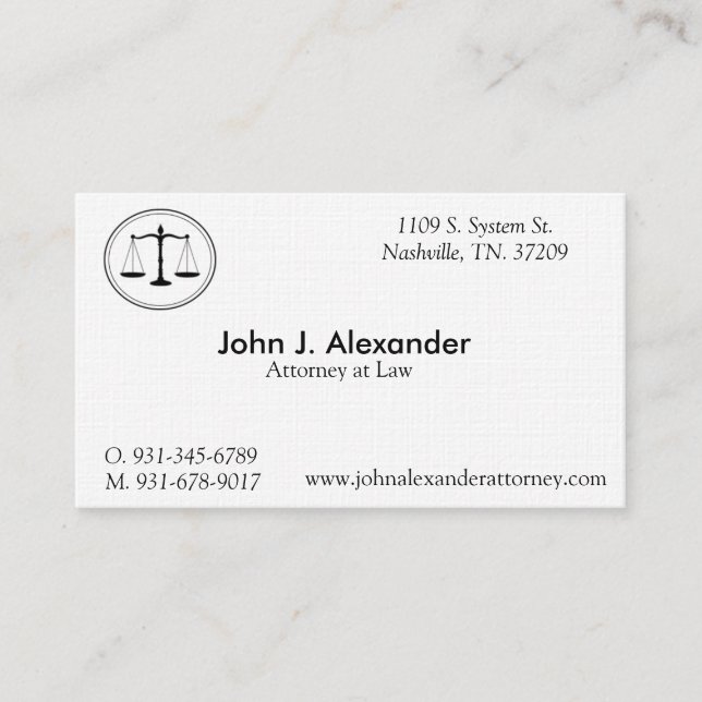 Attorney at Law Business, 3.5" x 2.0", 100 White Business Card (Front)