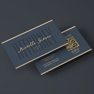 Attorney at Law Charcoal Blue Faux Gold Elegant  Business Card