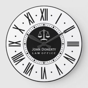 Attorney At Law   Classic Black & White Large Clock
