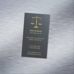 Attorney at Law Classic Golden Scales of Justice Magnetic Business Card