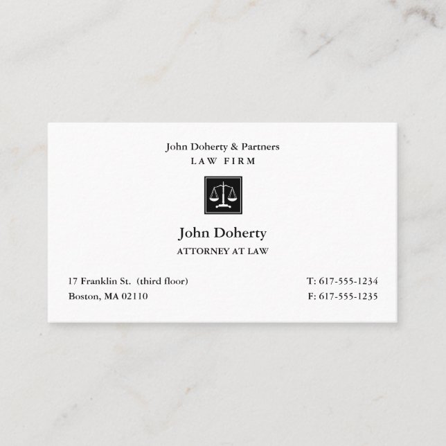 Attorney at Law | Classic Lawyer Black Business Ca Business Card (Front)