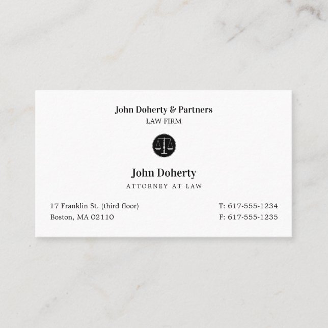 Attorney at Law | Classic Lawyer Business Card (Front)