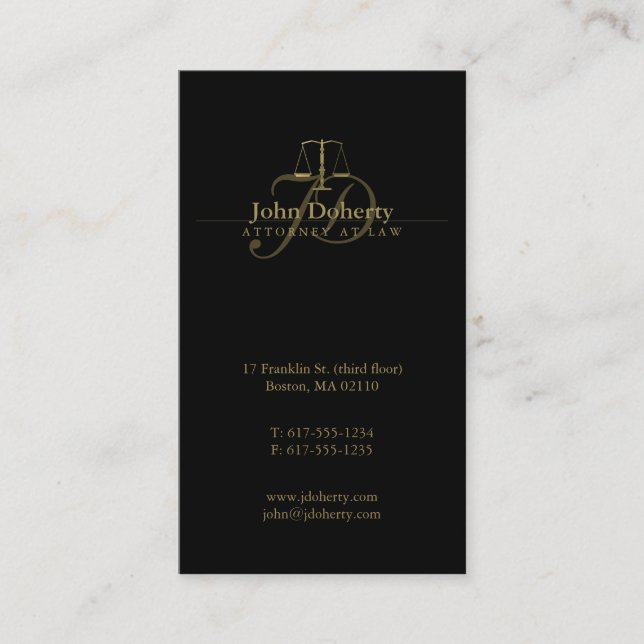 Attorney at Law | Classy Golden Scales of Justice Business Card (Front)