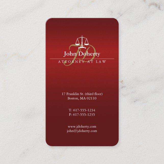 Attorney at Law | Classy Scales of Justice Business Card (Front)