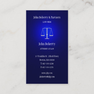 Attorney at Law Dark Blue Glowing Business Card