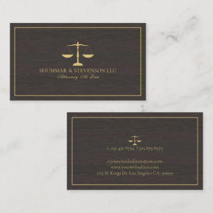 Attorney at law-dark faux wood texture business card