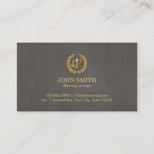 Attorney at Law Dark Tan Gold Laurel Law Scale Business Card