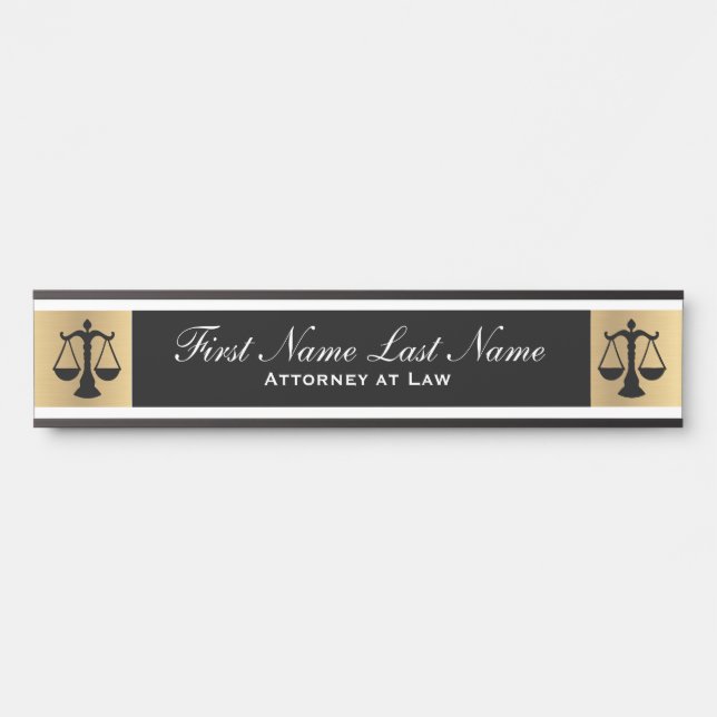 Attorney at Law Door Signs Lawyer Gold Long Name (Front)
