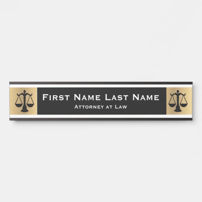 Attorney at Law Door Signs Lawyer Gold Long Name (Front)