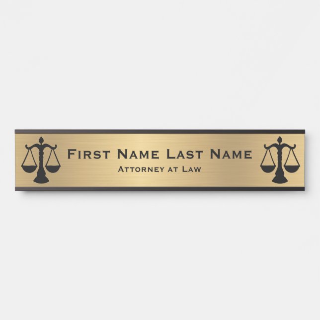 Attorney at Law Door Signs Lawyer Gold Long Name   (Front)