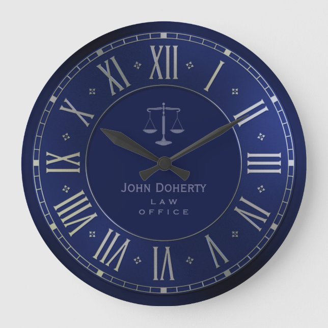 ATTORNEY AT LAW | Elegant Blue Large Clock (Front)